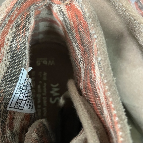 toms wedge booties Ankle Boots Desert Suede Beige Fall Boho Casual 6.5 - Picture 9 of 11